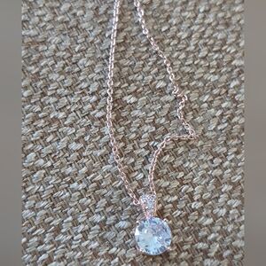Macy's Elegant Rose Gold Necklace Crystal Pendant New